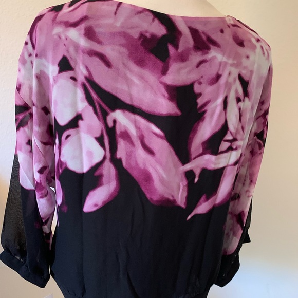 Anne Klein Silk Flower Print Blouse - Picture 5 of 6